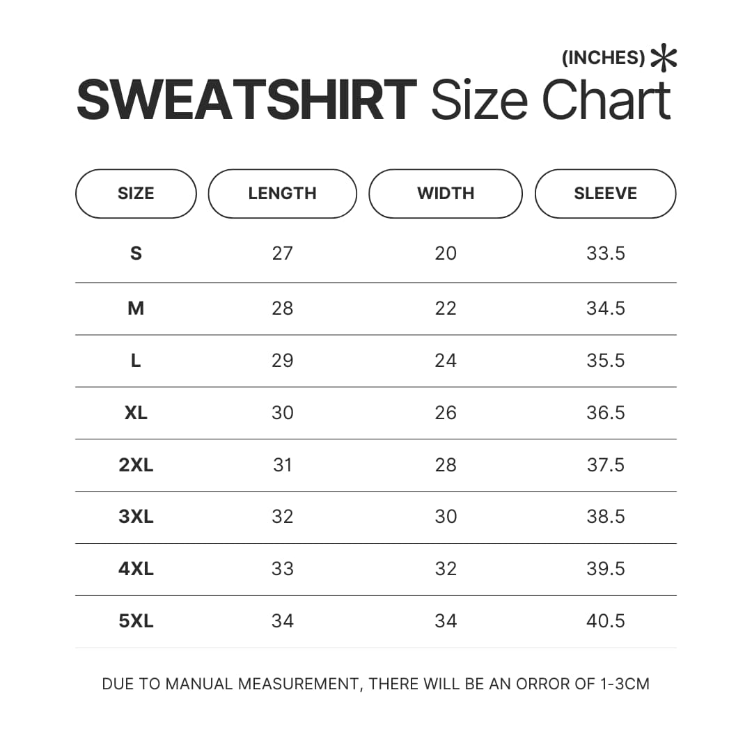 Sweatshirt Size Chart - ILLIT Shop