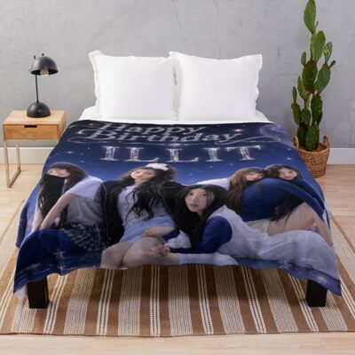 Happy Birthday Of ILLIT Kpop Throw Blanket