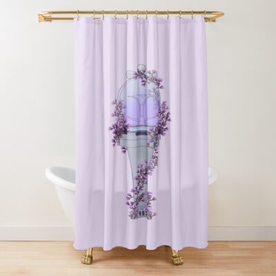 ILLIT Floral Lightstick Kpop Shower Curtain