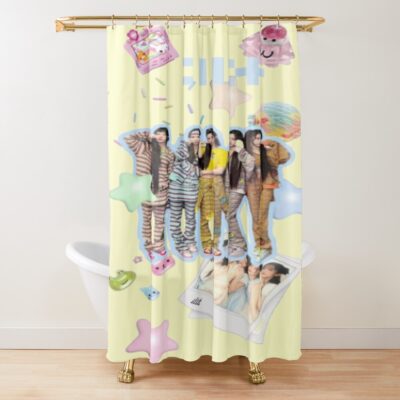 ILLIT Pastel Candy Aesthetic Collage Shower Curtain