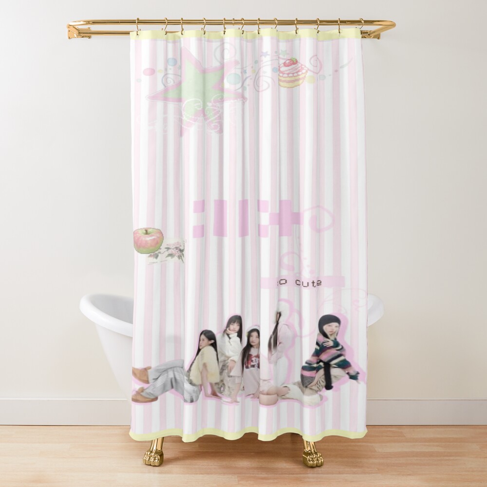 ILLIT Pastel Pink Candy Aesthetic Shower Curtain
