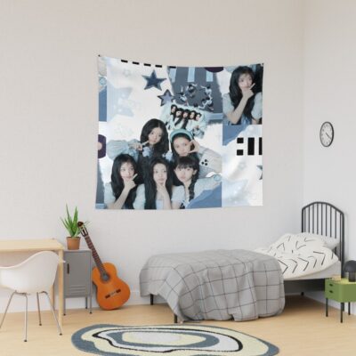 ILLIT Blue Aesthetic Collage Cute Y2k Kpop Tapestry