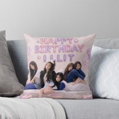 Happy Birthday Of ILLIT Throw Pillow